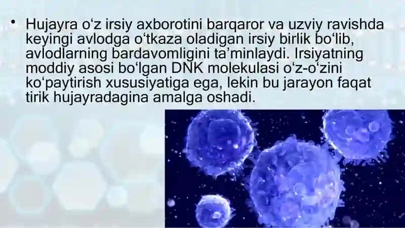 Hujayra tiriklikning irsiy birligi 3