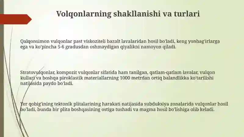 Vulqonlarning shakllanishi va turlari 3