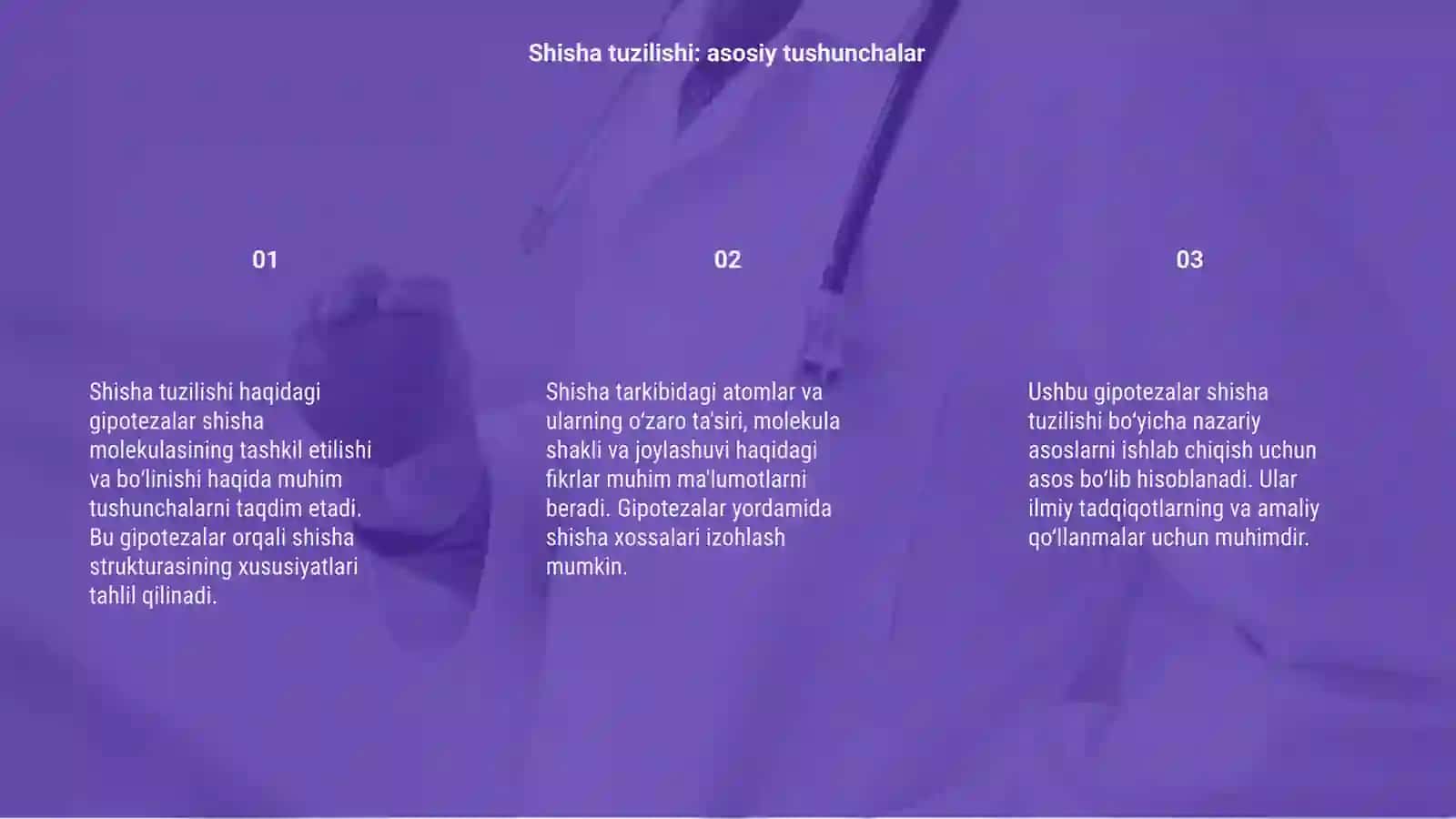 Shisha tuzilishi haqidagi gipotezalar 3