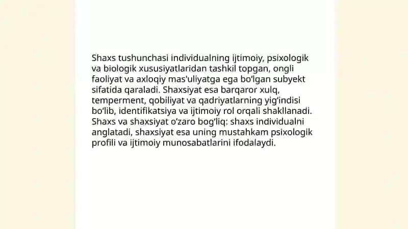 Shaxs. Shaxs borasidagi psixologik konsepsiyalar. 3