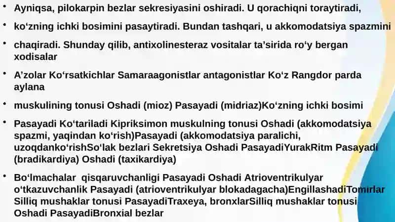 Xolinoretseptorlarga ta'sir etuvchi vositalar 3