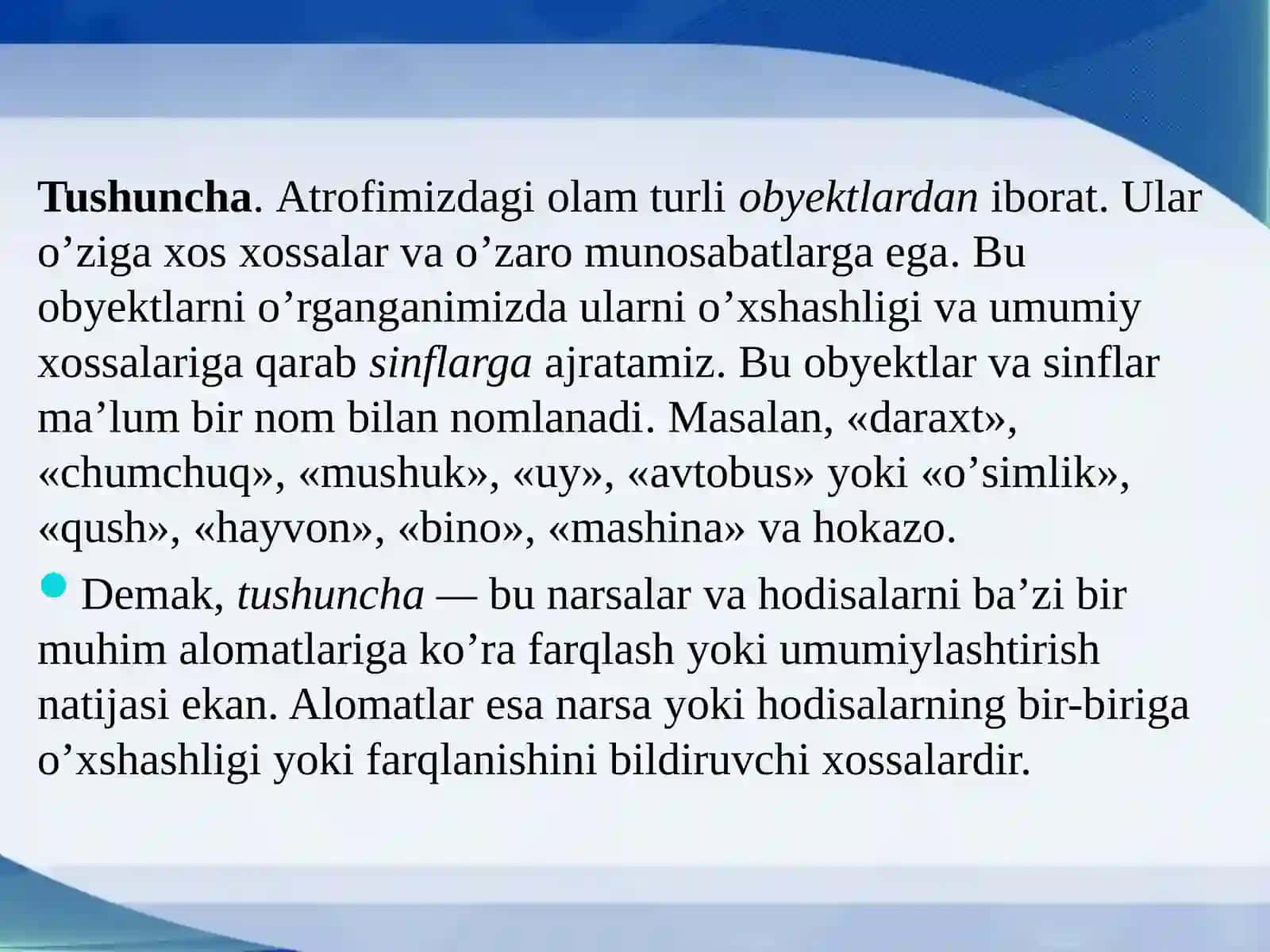 Mantiq elementlari. Matematik tushuncha 3