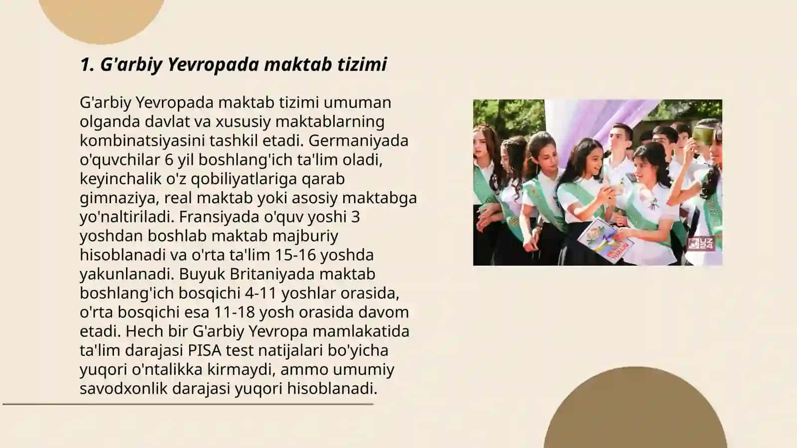 Gʻarbiy Yevropa mamlakatlarida talim tarbiya 3