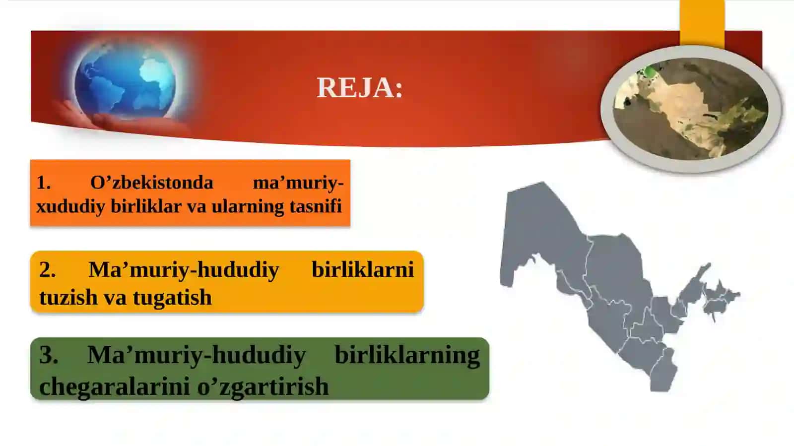O‘zbekiston Respublikasining ma’muriy-hududiy tuzilishi, birliklarini tashkil etish va tugatish tartibi 3