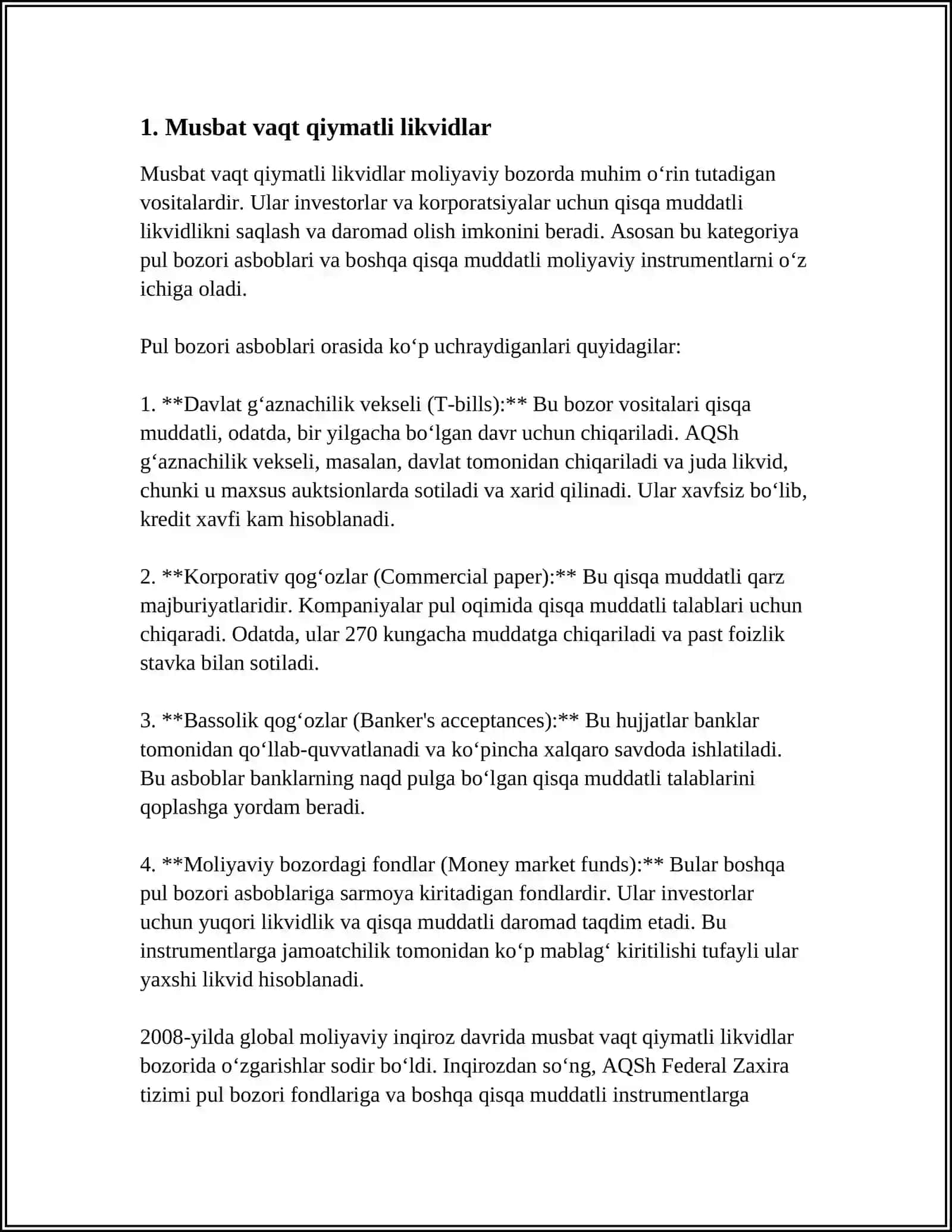 BORLIQNING ASOSIY TURLARI 3