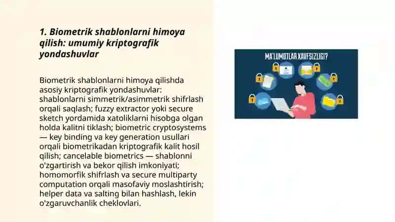Biometrik ma’lumotlarni himoyalashda kriptografik yondashuvlar 3