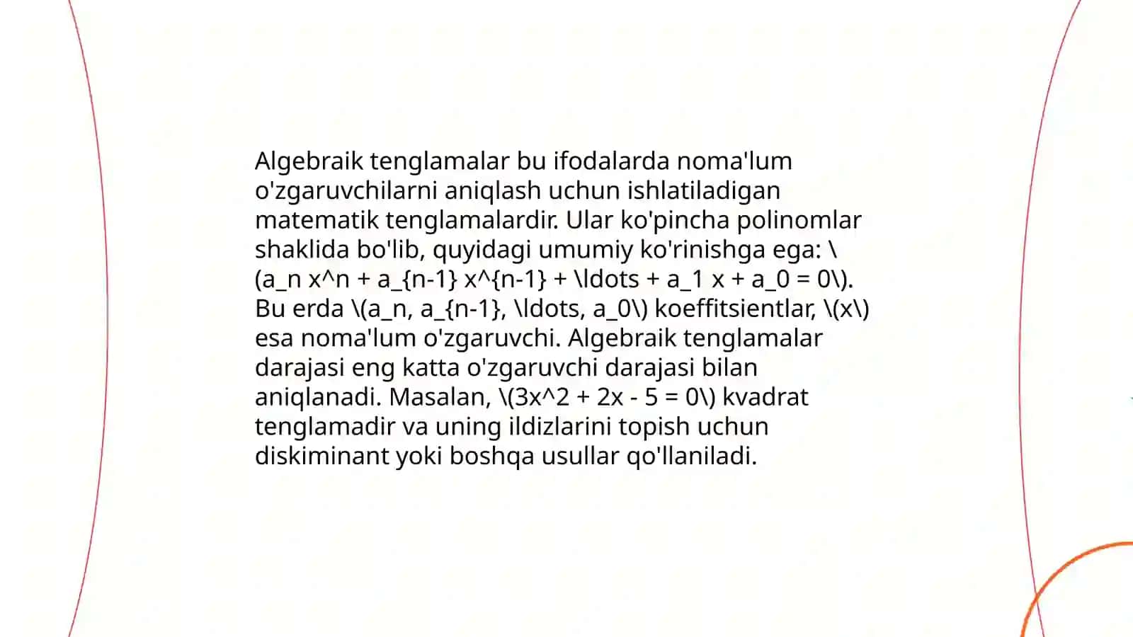 Algebraik tenglamalar 3