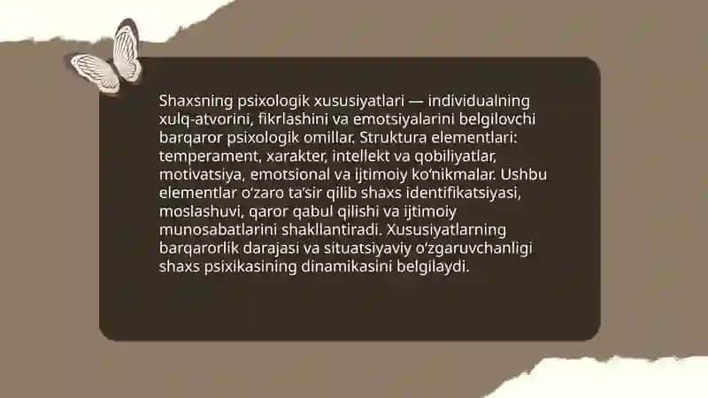 Shaxsning psixologik xususiyatlari. Temperament. Xarakter 3
