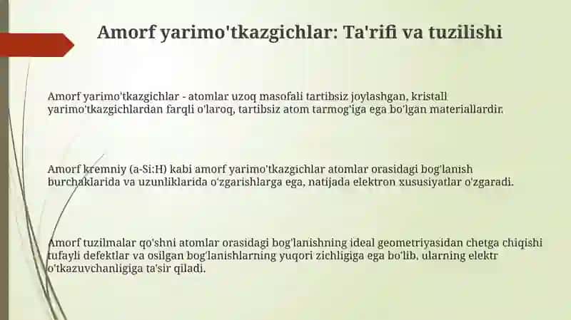 Amorf yarim o'tkazgichlar 3