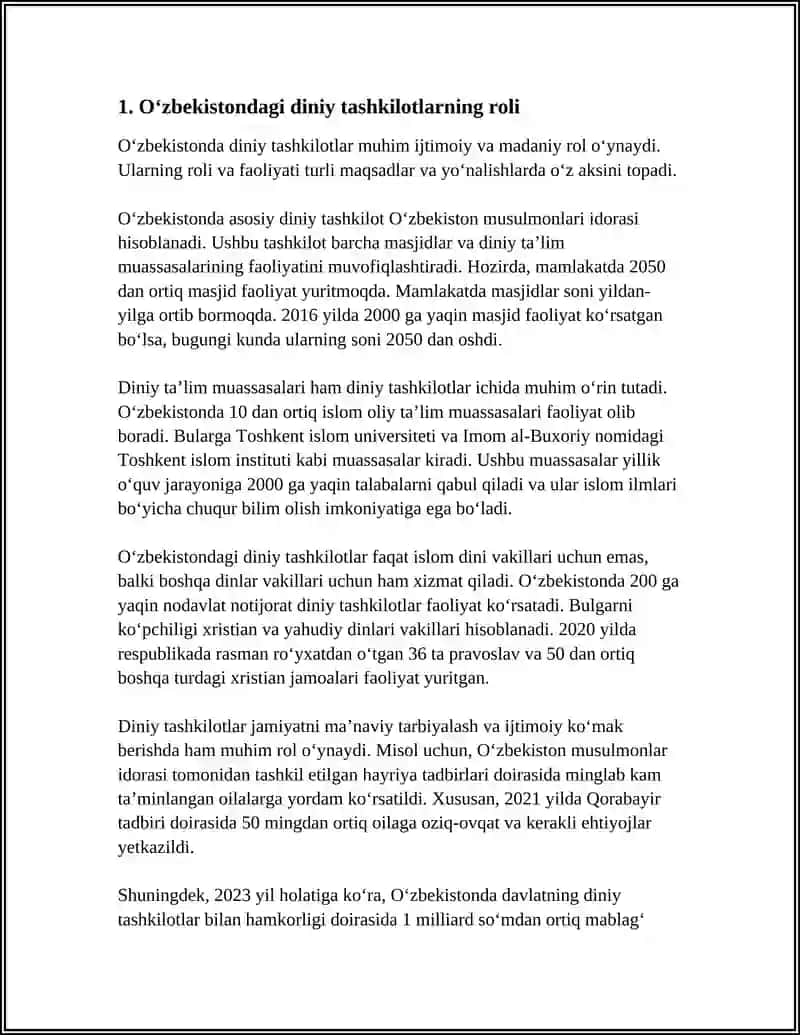 Oʻzbekistondagi diniy tashkilotlarning roli 3