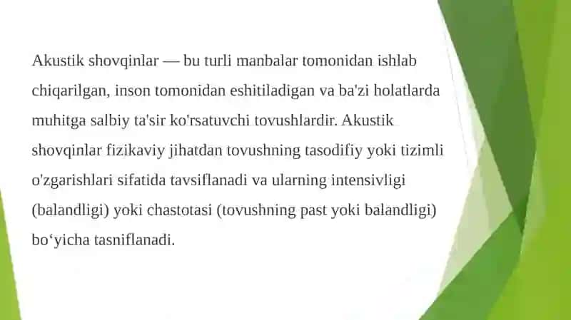 Akustik shovqinlar va ularning klassifikatsiyasi 3