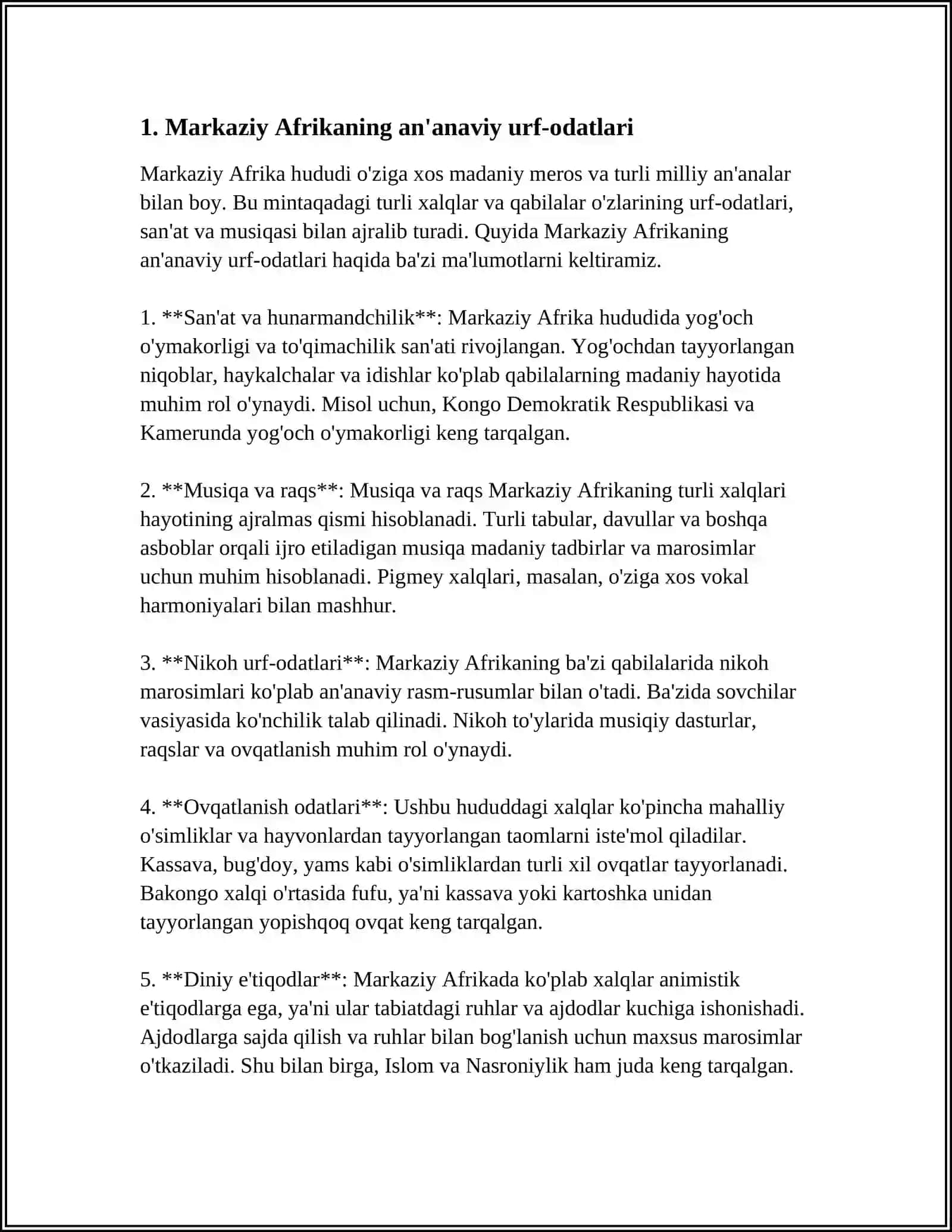 MARKAZIY AFRIKA XALQLARI MA'NAVIY MADANIYATI 3