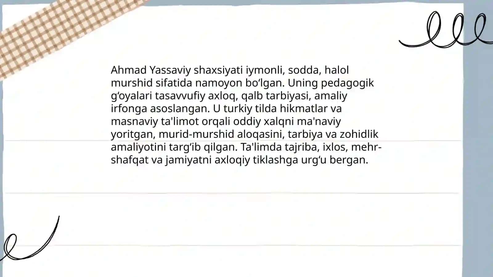 Ahmad Yassaviyning pedagogik g'oyalari 3