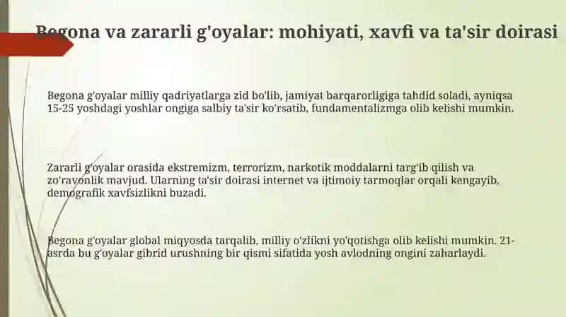 Begona va zararli g'oyalar 3