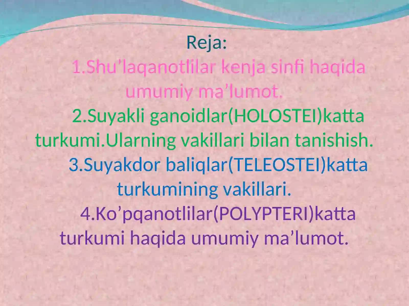 Suyakli baliqlarning turkumlari 3