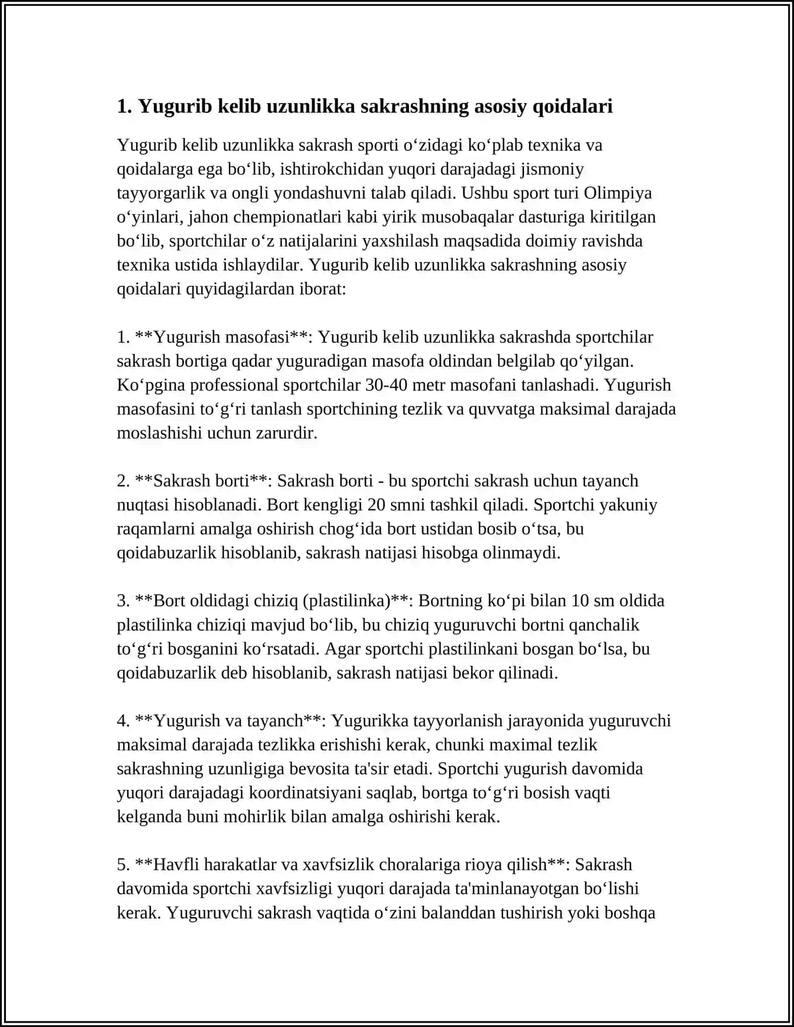 YENGIL ATLETIKA: YUGURIB KELIB UZUNLIKKA SAKRASH TEXNIKASINI OʻRGATISH 3
