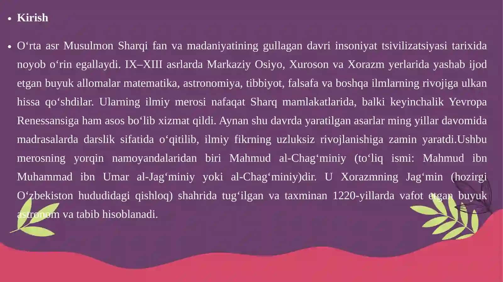 Mahmud al-Chag‘miniy(vaf. 1220) 3