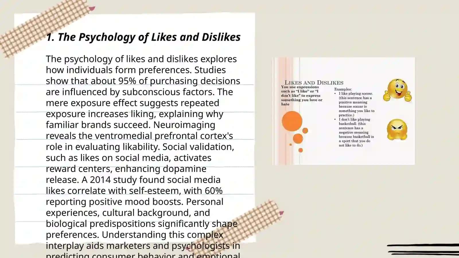 Likes, dislikes, attitudes and preferences 3