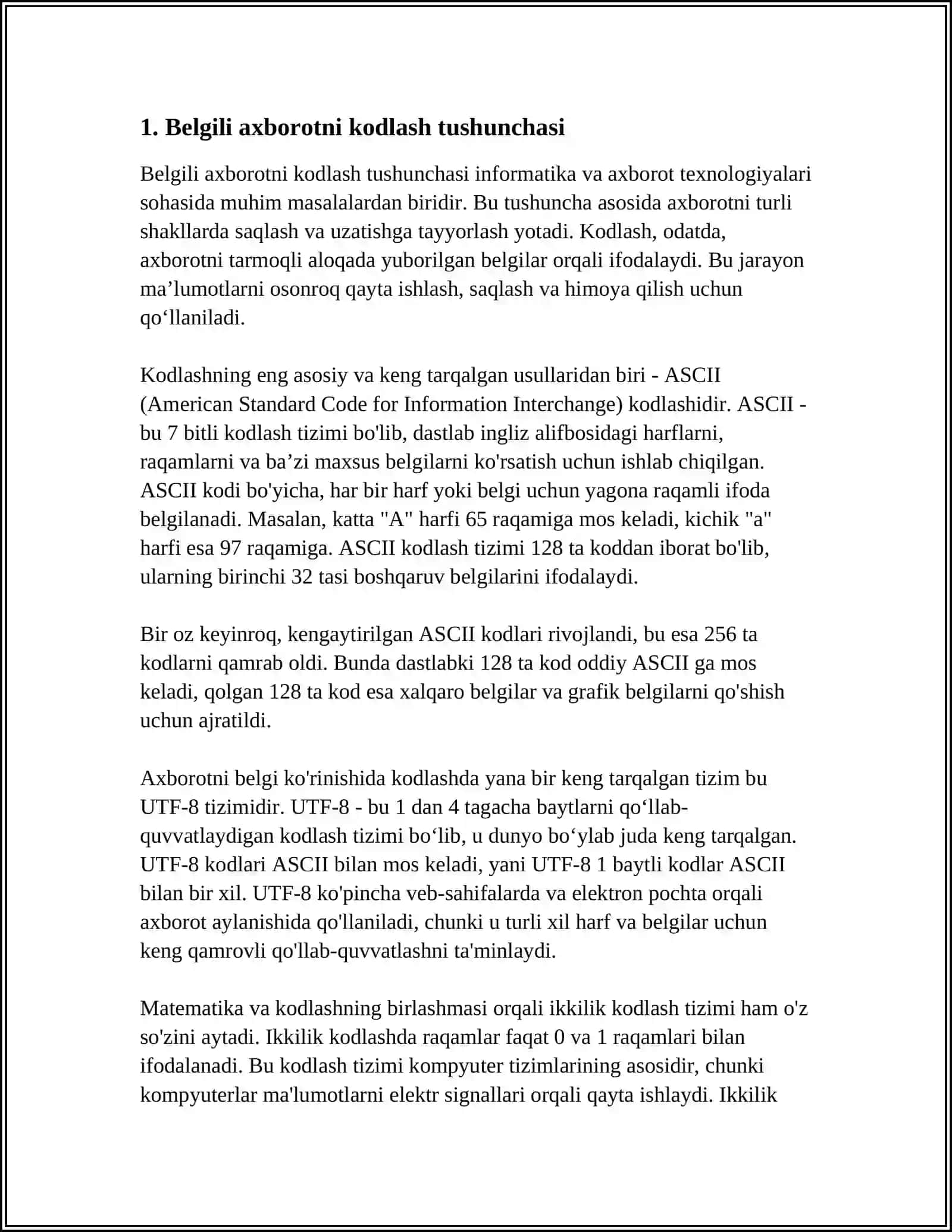 BELGILI AXBOROTNI KODLASH 3