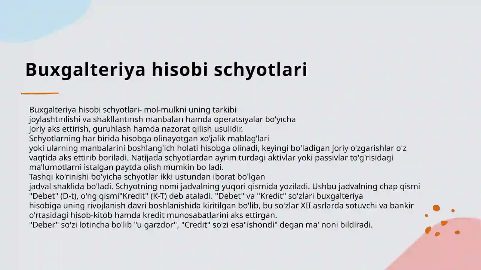 Buxgalteriya hisobi schyotlari 3