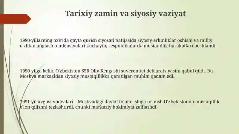 Mustaqilika erishish arafasida 3
