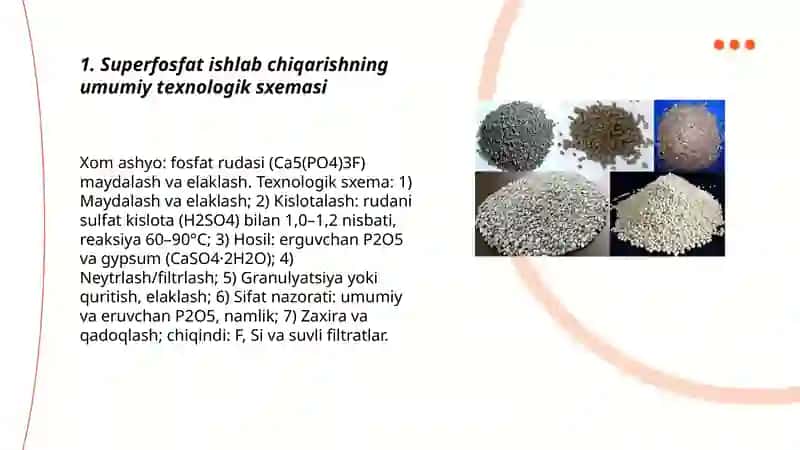 Superfosfat ishlab chiqarish donadorlangan va ammoniylangan superfosfatlar 3