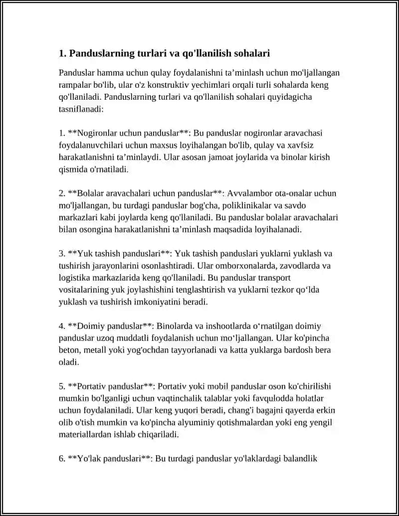 PANDUSLAR VA ULARNING KONSTRUKTIV YECHIMLARI 3