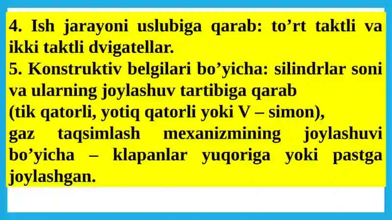 Dvigatel umumiy tuzilishi va asosiy ko‘rsatkichlari 3