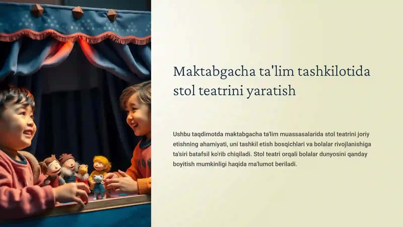 MAKTABGACHA TAʼLIM TASHKILOTIDA STOL TEATRINI TASHKIL ETISH 3