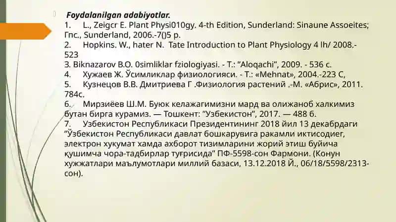 Osimliklar fiziyologiyasi 3