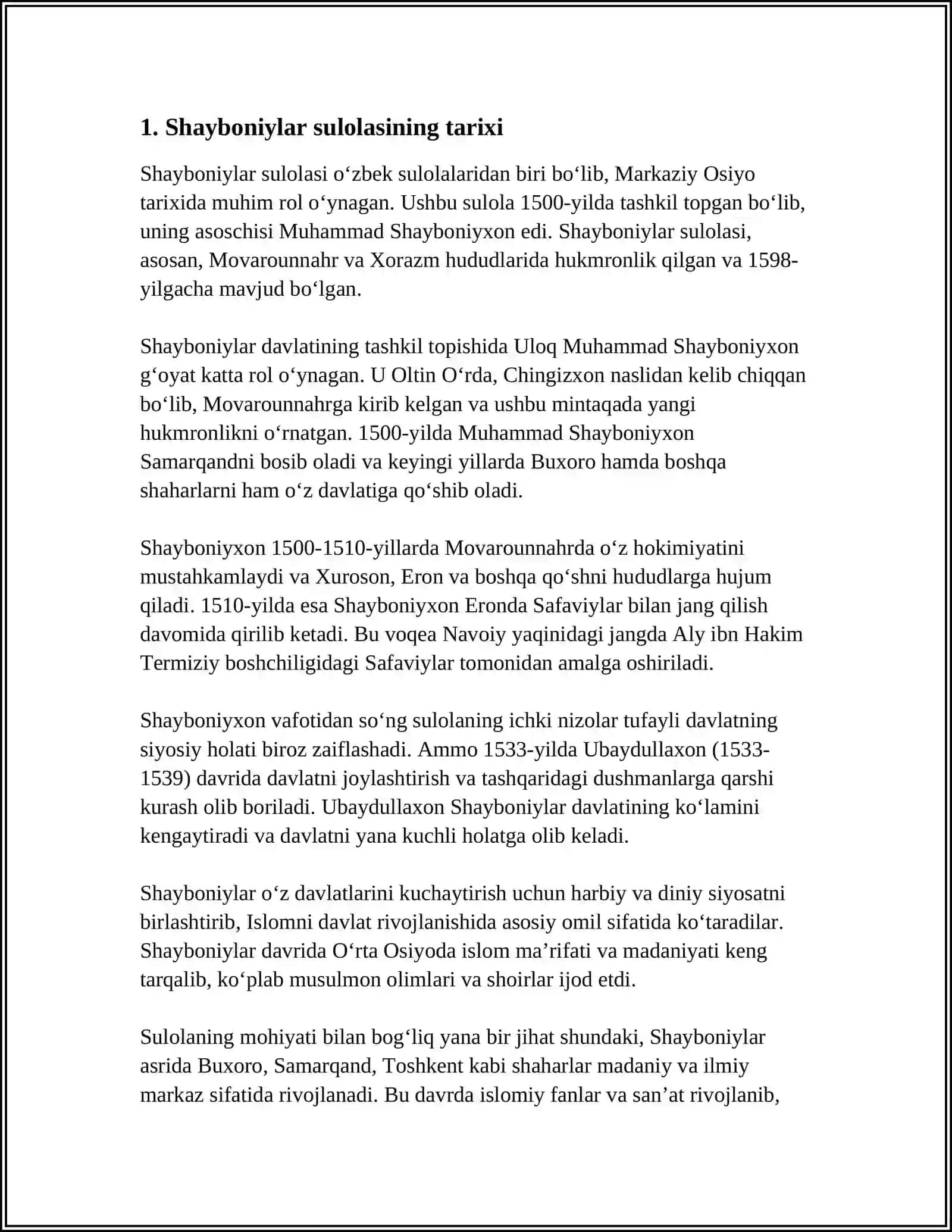 XIVA XONLIGIDA SHAYBONIYLAR SULOLASINING HUKUMRONLIGI 3
