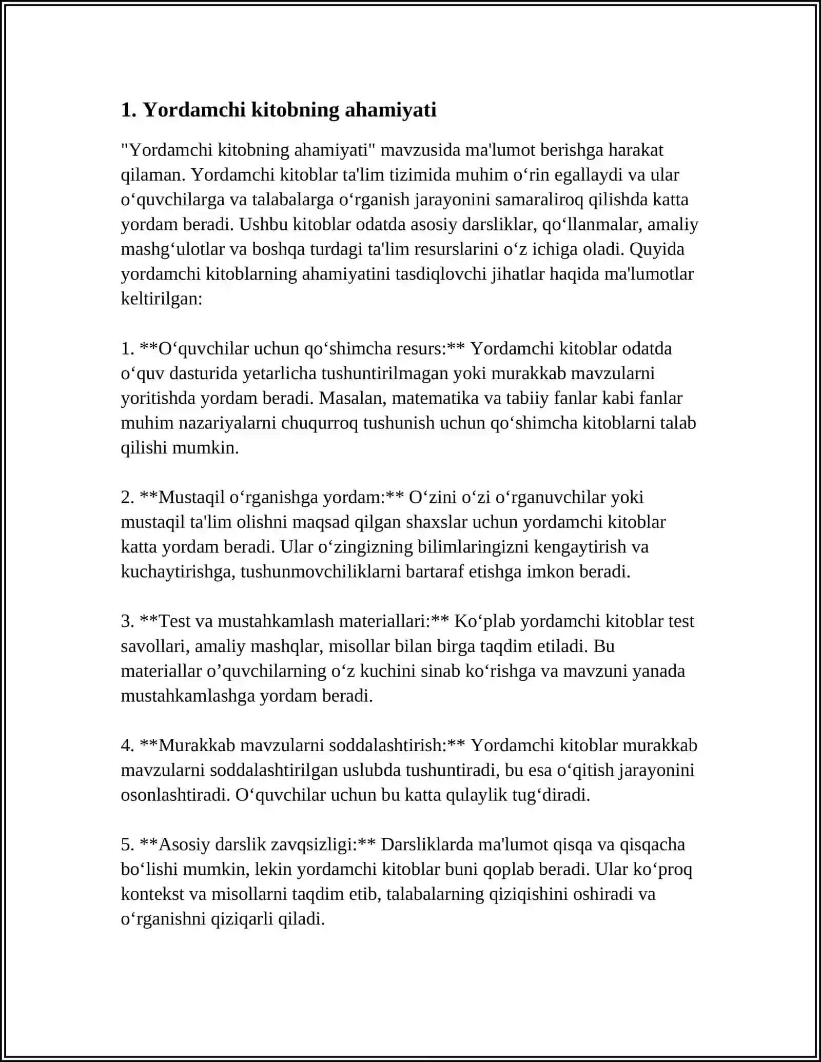 YORDAMCHI KITOB VA UNING TAVSIFI, BOSH KITOB VA UNING TAVSIFI 3