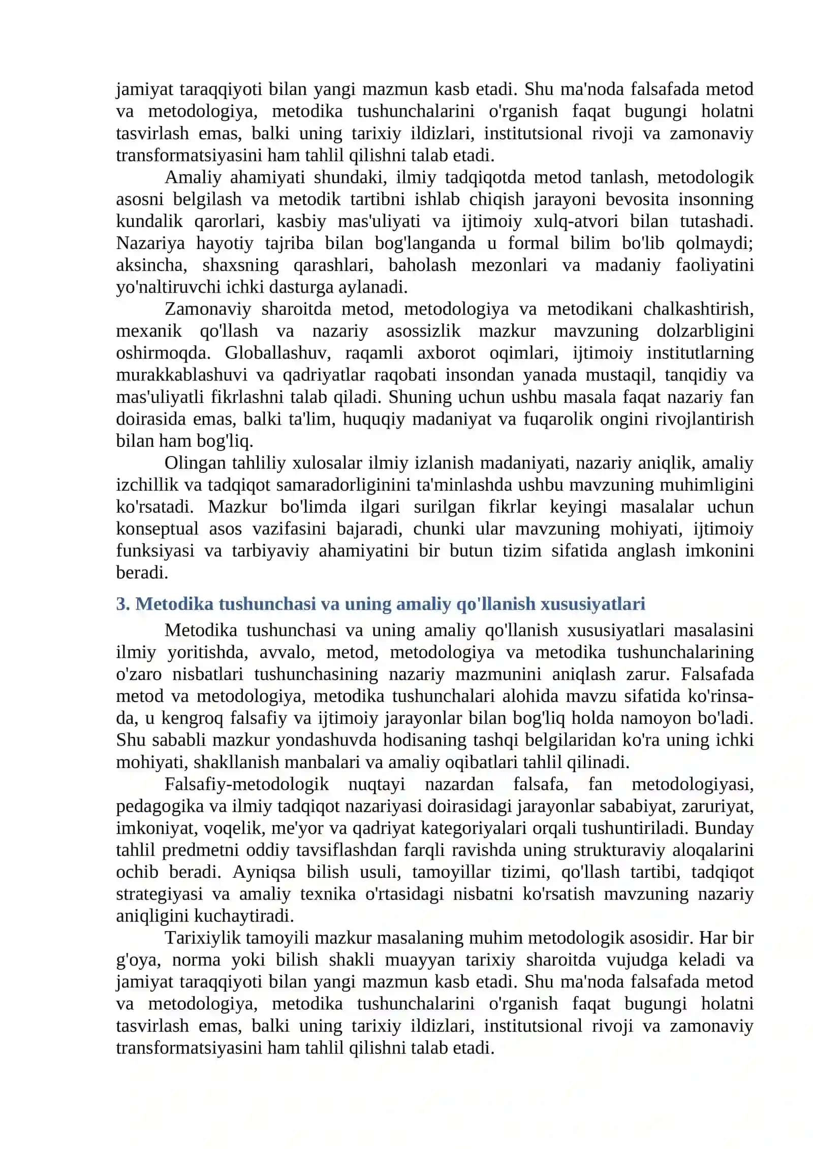 FALSAFADA METOD VA METODOLOGIYA, METODIKA TUSHUNCHALARI 3