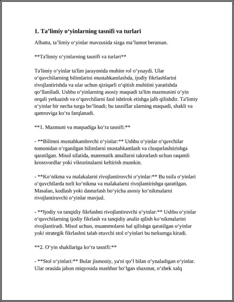 TAʼLIMIY OʻYINLARNING TURLARI VA O'TKAZISHNING INNOVATSION TEXNOLOGIYALARI 3