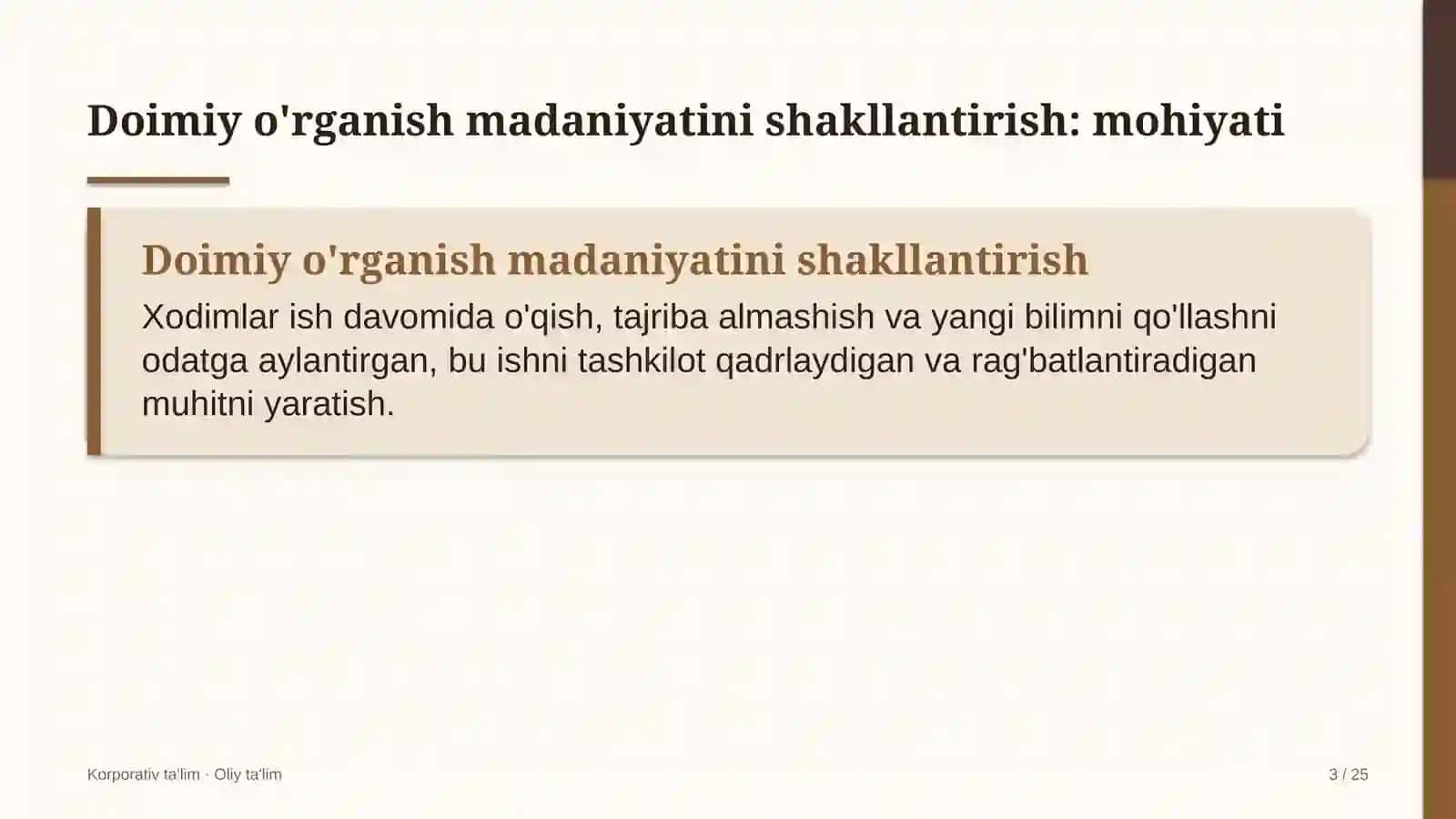 neft mahsulotlari savdosida doimiy o'rganish madaniyatini shakllantirish 9984 3