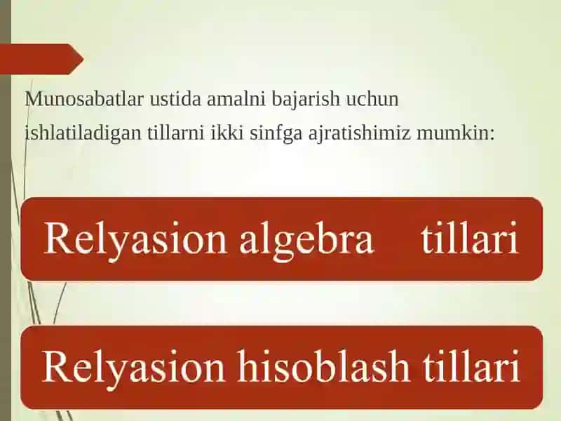 Relyasion algebra tillari 3