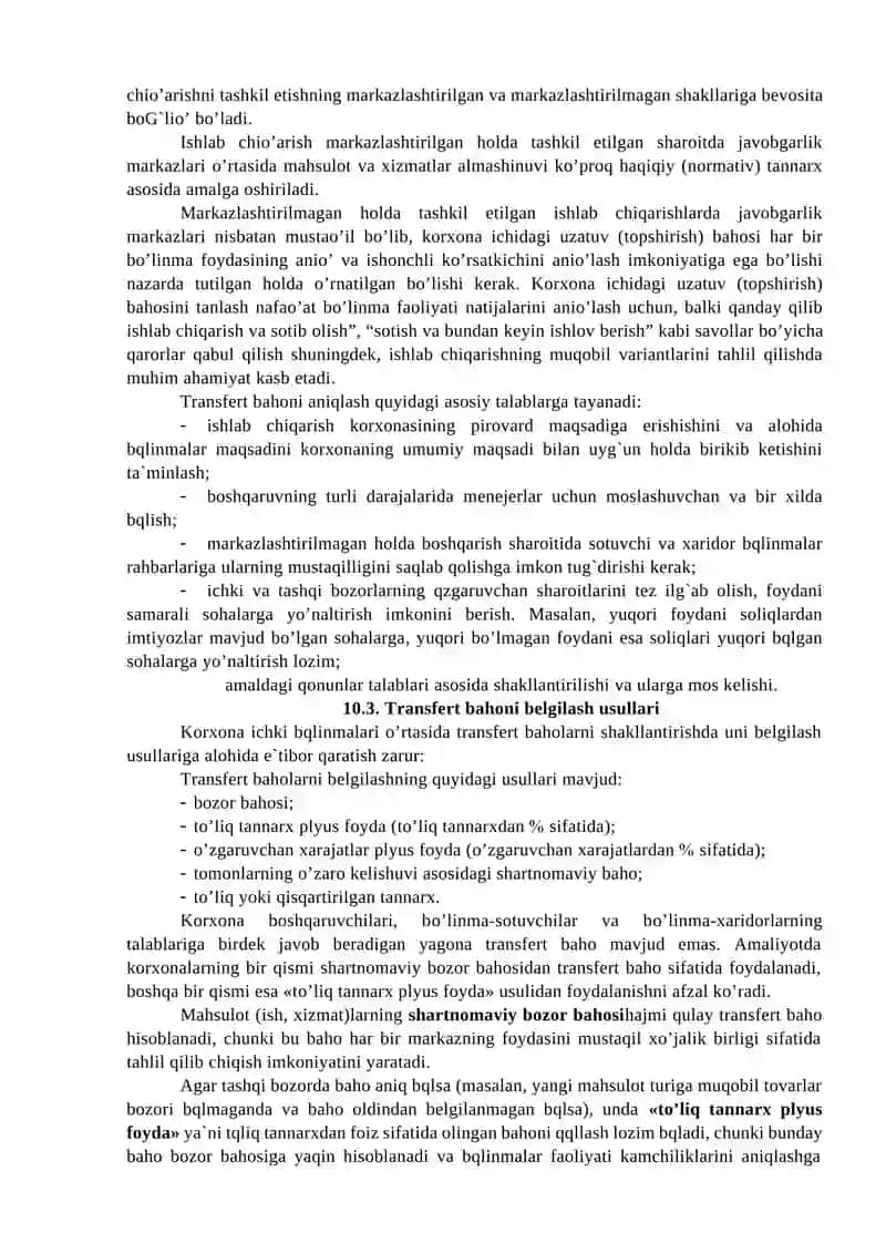 Baho siyosati va transfert bahoni shakllantirish 3