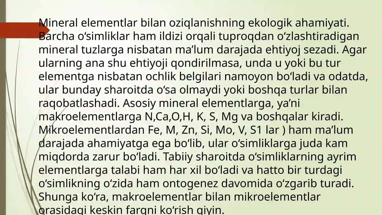 O'simliklar ozuqlanishi va o'g'it 3