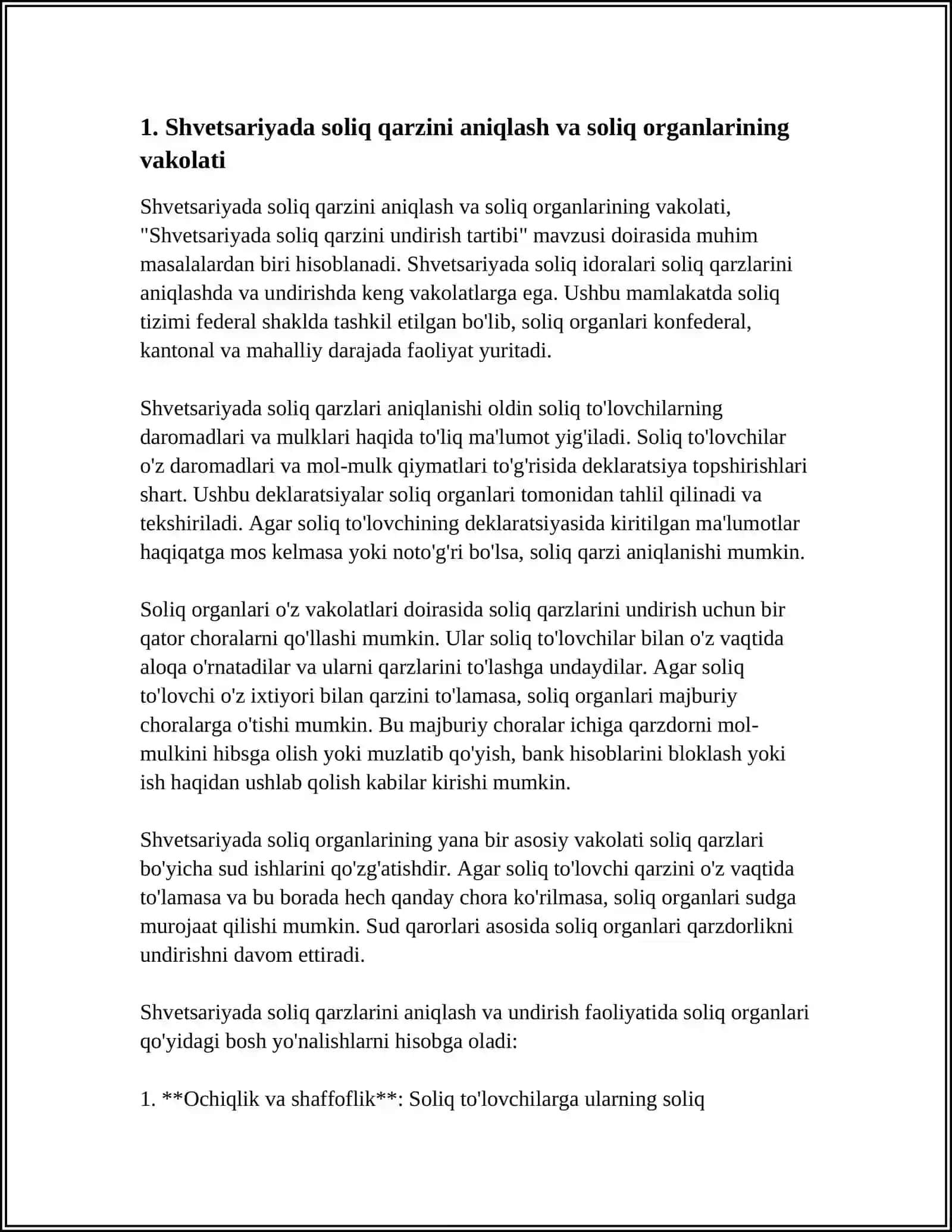 SHVETSARIYADA SOLIQ QARZINI UNDIRISH TARTIBI 3