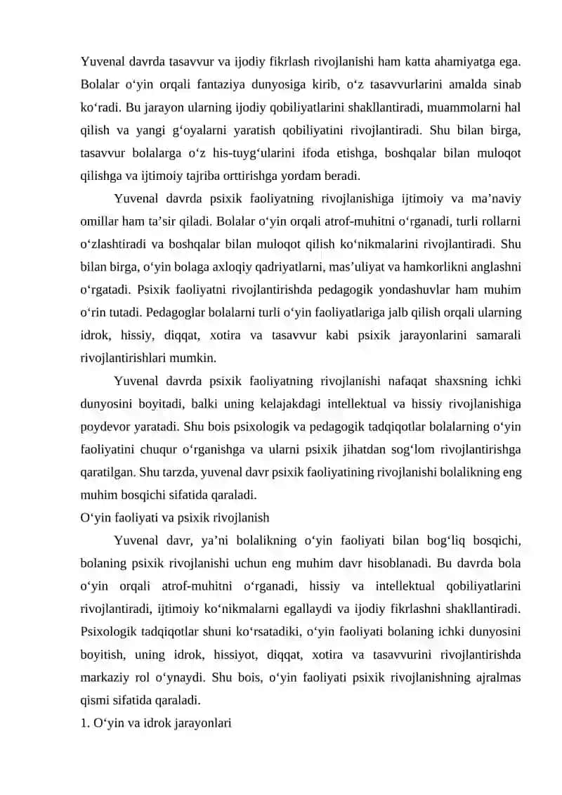 PSIXIK FAOLIYATNING YUVENAL (O‘YIN) DAVRDA RIVOJLALANISHI 3