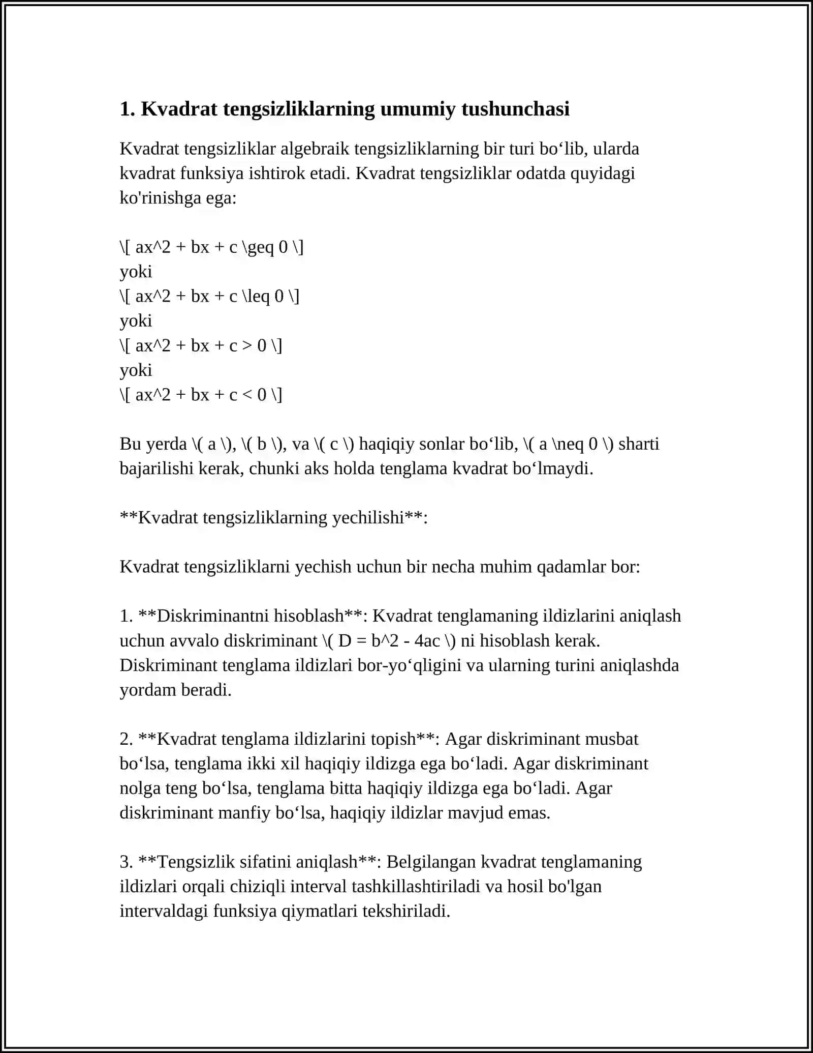 KVADRAT TENGSIZLIK 3