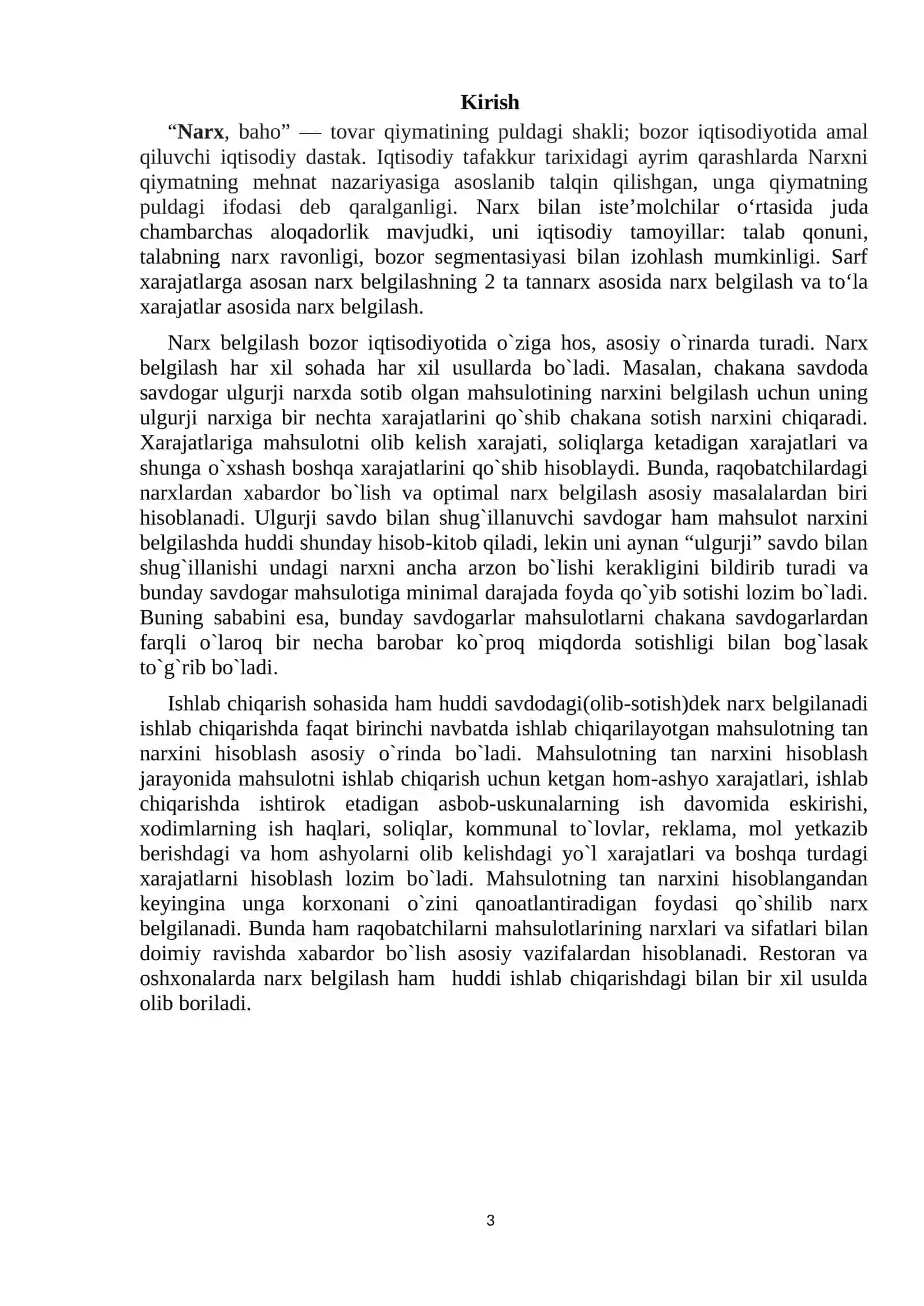 Narxning mohiyati va shakllanish xususiyatlari 3