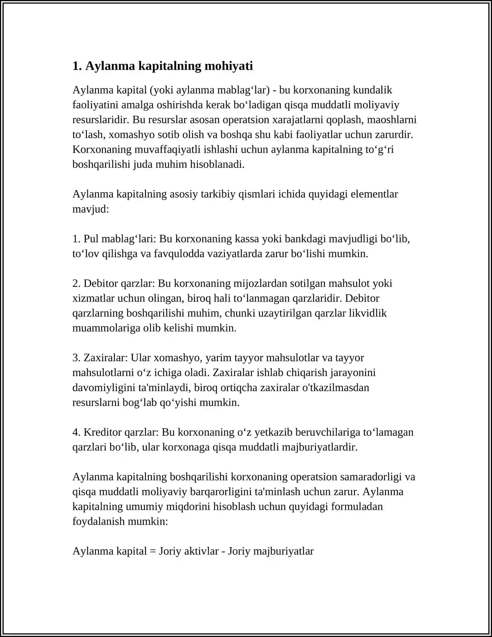 KORXONANING AYLANMA KAPITALI 3