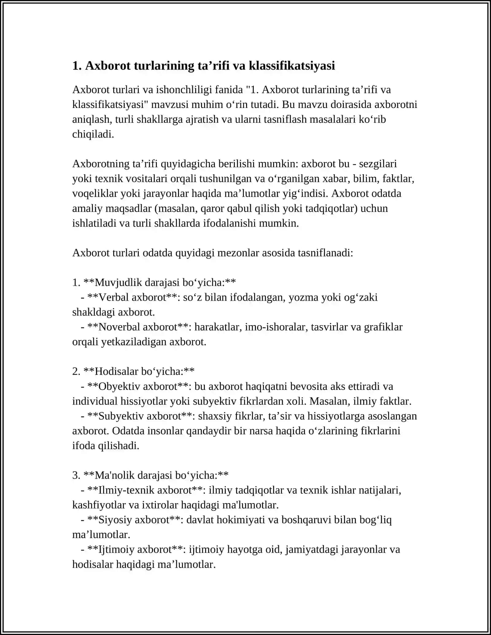AXBOROT TURLARI VA ISHONCHLILIGI 3
