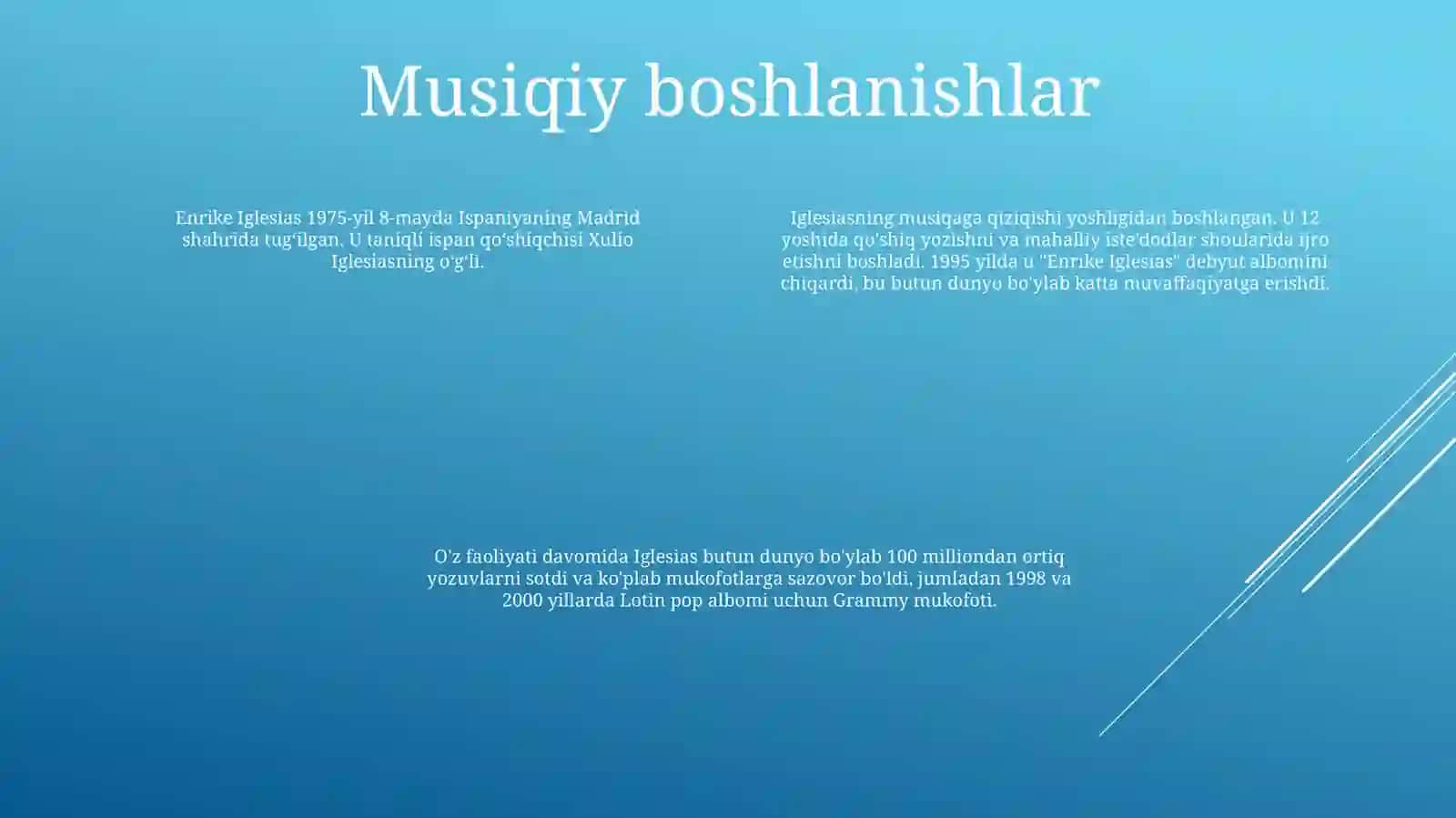 Enrique Englesias Haqida Malumot 3