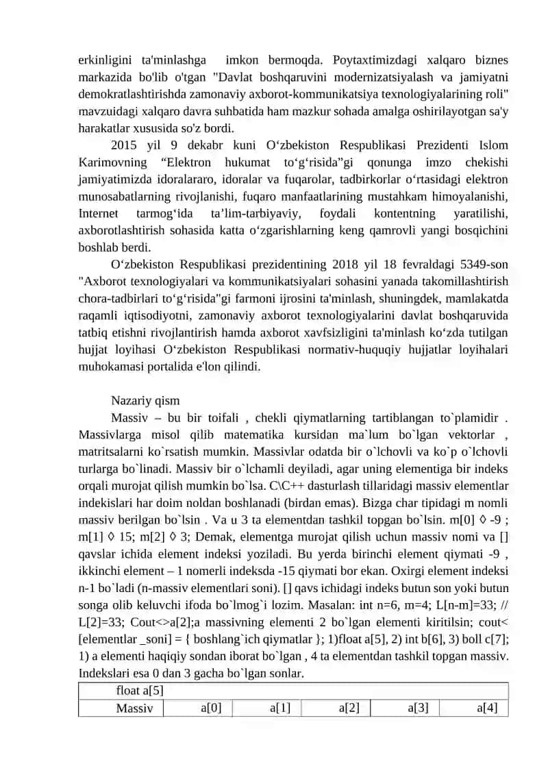 Bir o‘lchovli massivlarni funksiya parametrlari sifatida qo‘llanilishi 3