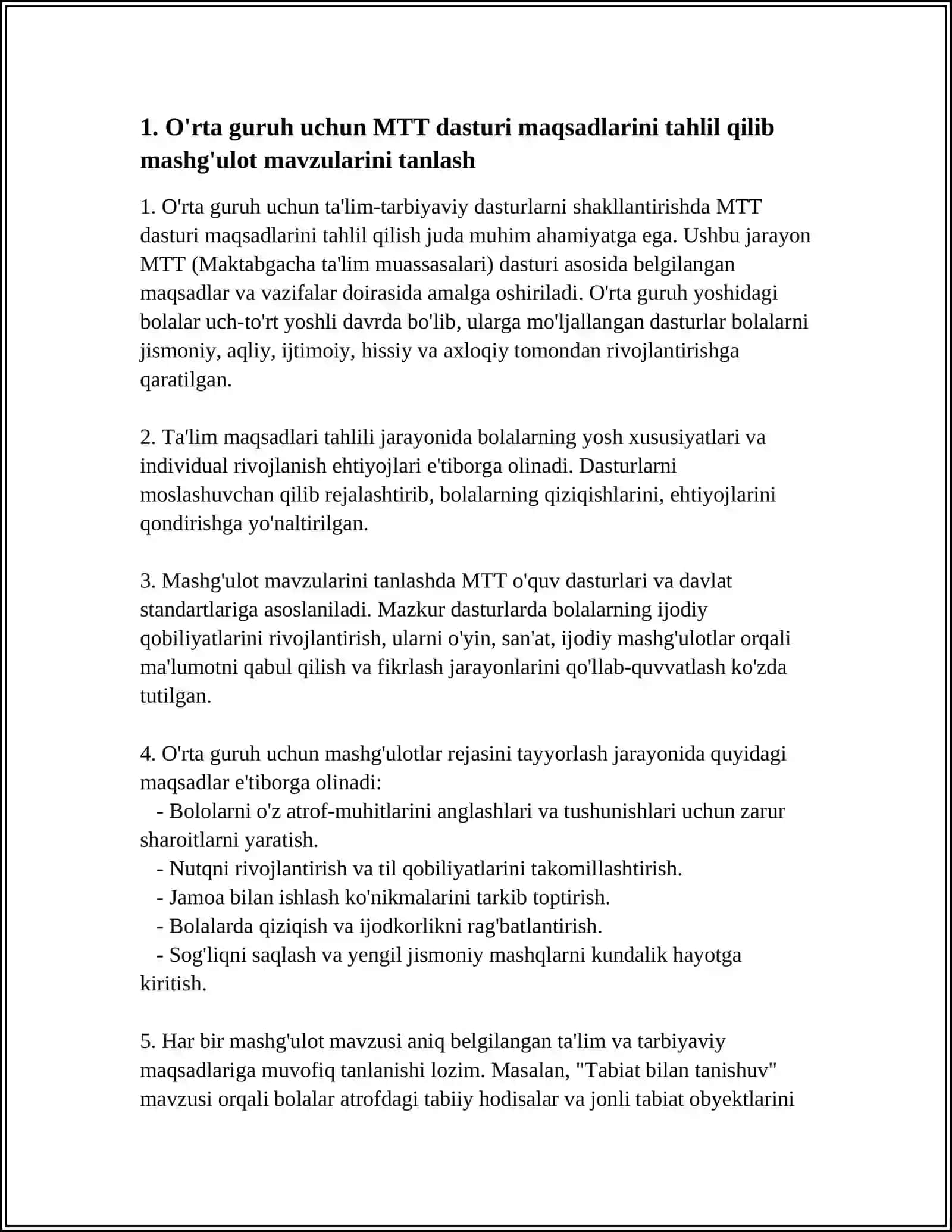 MTT DASTURI ASOSIDA MASHG'ULOT ISHLANMASINI TAYORLASH (O'RTA GURUX) 3