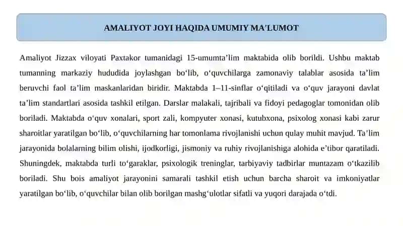 Amaliyot Hisoboti 3