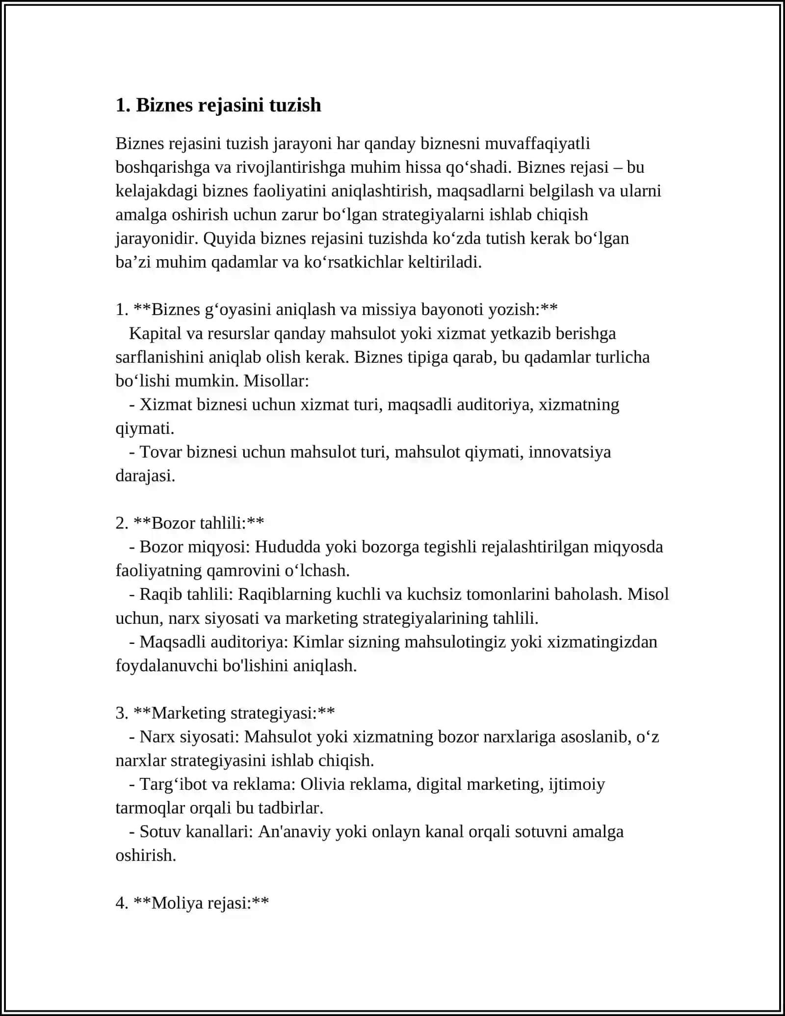 BEZNISNI YULGA QUYISH BOSQICHLARI 3