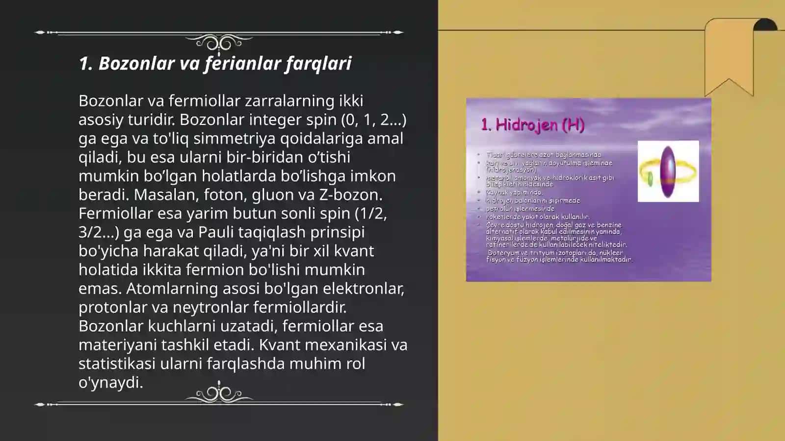 Bozonlar va ferianlar Pouli printsipi 3